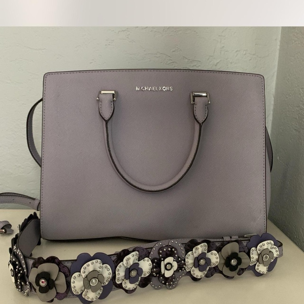 Michael Kors Lavender Satchel with Floral Strap